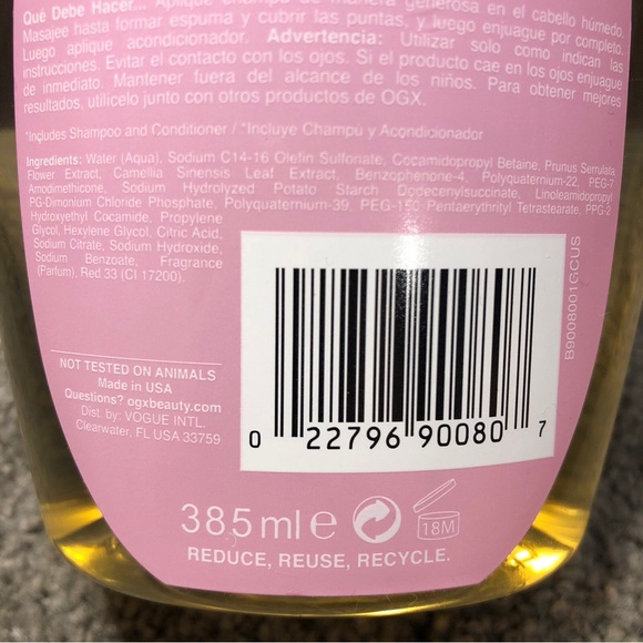 OGX Heavenly Hydration + Cherry Blossom Shampoo with Green Tea, 13oz - Picture 4 of 8